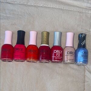 Orly Nail Polish Set - Red, Pink, Orange, Blue, Nude